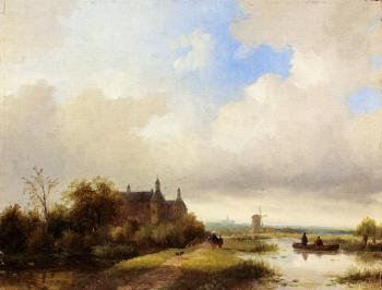 敭 雅各佈 柯恩拉德 施普勒 Travellers On A Path Haarlem In The Distance 敭 雅各佈 柯恩拉德 施普勒 Travellers On A Path Haarlem In The Distance